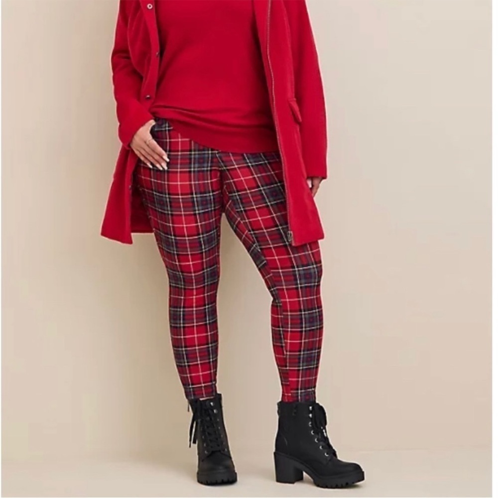 Torrid Plaid Pocket Pixie Skinny Studio Luxe Ponte‎ High-Rise Pant Size 2S NWT